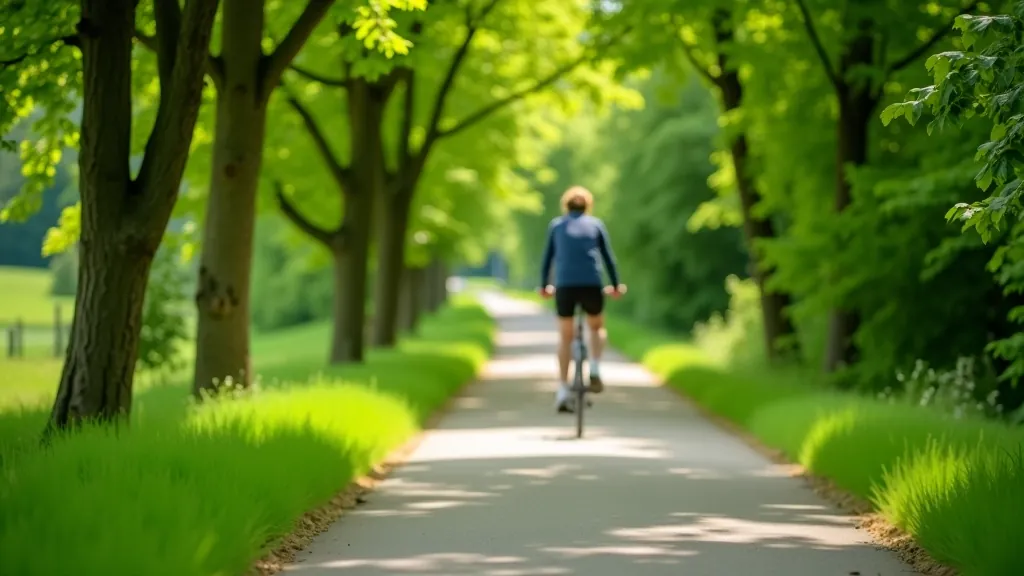 Cyklostezka Greenway v přírodě s zelení a značením trasy