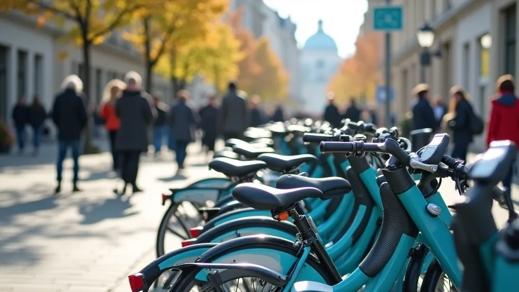 Veřejné kolo z bikesharingu zaparkované na stanici v centru města